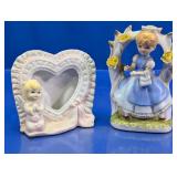 (2) Figurines ï¿½ Girl in Blue Dress & Angel Heart