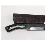 (1) Handcrafted Fixed Blade Knife w/ Leather