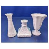 Milk Glass Candle Holders and Vase