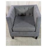 Tufted Gray Upholstered Accent Armchair