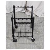 Compact Black Metal Rolling Cart