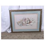 Framed Floral Cross Stitch Wall Art