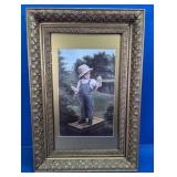 (1) Framed Boy Fishing Wall Art