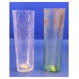 (2) Crackle Glass Cylinder Vases