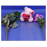 (3) Valentine Teddy & Floral Décor Set