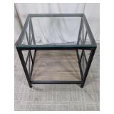 Black Metal Framed Glass Top End Table