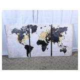 World Map Canvas Wall Art Set