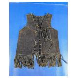 Suede Fringe Vest w/ Hand-Drawn Symbols