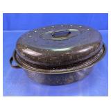 (1) Speckled Metal Roasting Pan w/ Lid