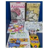 (7) Coloring Books & Art Supplies Set