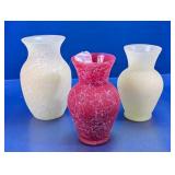 (3) Decorative Crackle Finish Vases