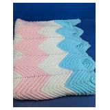 Hand-Knitted Pastel Chevron Zigzag Blanket