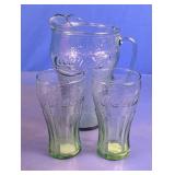 (3) Coca-Cola Glass Pitcher & Tumblers