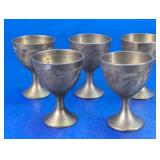 (5) Engraved Brass Goblet Style Egg Cups