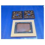 (3) Decorative Metal Trivets & Photo Frame