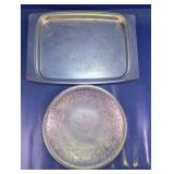 (2)Vintage Aluminum Serving Trays Duo