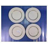 (4)Floral Rim Fine China Plate Set