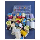 Assorted Sewing Thread Spools w/ Organizer