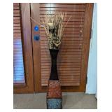 Modern Floral Pattern Floor Vase w/ Dried Stems