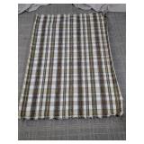 Earth-Toned Plaid Fringed Area Rug