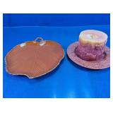 (3)Ceramic Leaf & Grape Plates w/ Candle