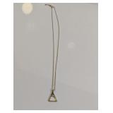 Gold Tone Triangle Pendant Necklace with Pearl