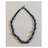 Gray and Black Beaded Toggle Clasp Necklace