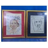 (2) Framed Caricature Portrait Drawings