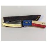 Custom Texas Flag Skinner Knife w/ Leather Sheath