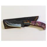Handcrafted Tracker Knife w/ Purple Resin Handle