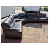 ( 3)Brown Faux Leather Power Sectional Sofa