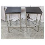 (2)Modern Dark Wood & Chrome Bar Stools Duo
