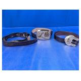 (3) Western Style Belt Buckle Belts