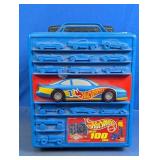Hot Wheels Blue Rolling Case w/ 30+ Diecast Cars