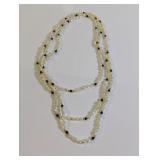 Faux Pearl & Black Bead Triple Strand Necklace