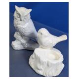 White Owl & Bird Figurines