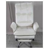 High-Back White Fabric Executive Office Chair