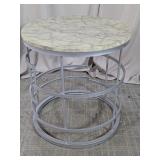 Round Marble-Like Top Accent Table