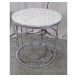 Round Marble-Like Top Accent Table
