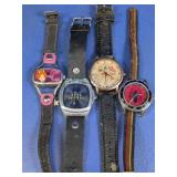 (4)Eclectic Novelty Character Watches Lot