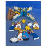 Handcrafted Wooden Nativity Mobile & Clay Figure