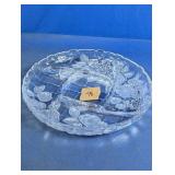 Frosted Floral Glass Divided Serving Platter