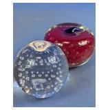 (2) Hand Blown Glass Paperweights