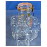 (4) Glass Mason Mug Jars