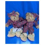 Plush Teddy Bears w/ Red Plaid Pajamas