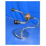 Mid-Century Chrome and Wood S-Curve Lamp Base