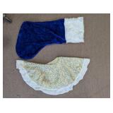 (2)Blue Plush Giant Stocking & Sequin Tree Skirt