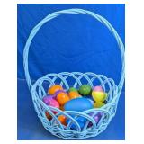 Light Blue Woven Easter Basket with Plastic Eggs