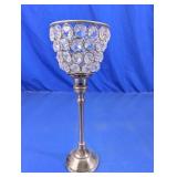 (1) Crystal Beaded Candle Holder on Metal Stand