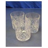 Set of 3 Cut Glass Whiskey Lowball Glasses